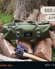 Durable high quality camp utility toolbag with heavy duty water resistant Cordura material ready for cany camp adventure, extra peg crossbody bag inside for extra functionality. 